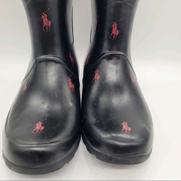 Polo Ralph Lauren Women’s Logo Tall Rubber Rain Boots Size 11 - Picture 6 of 12